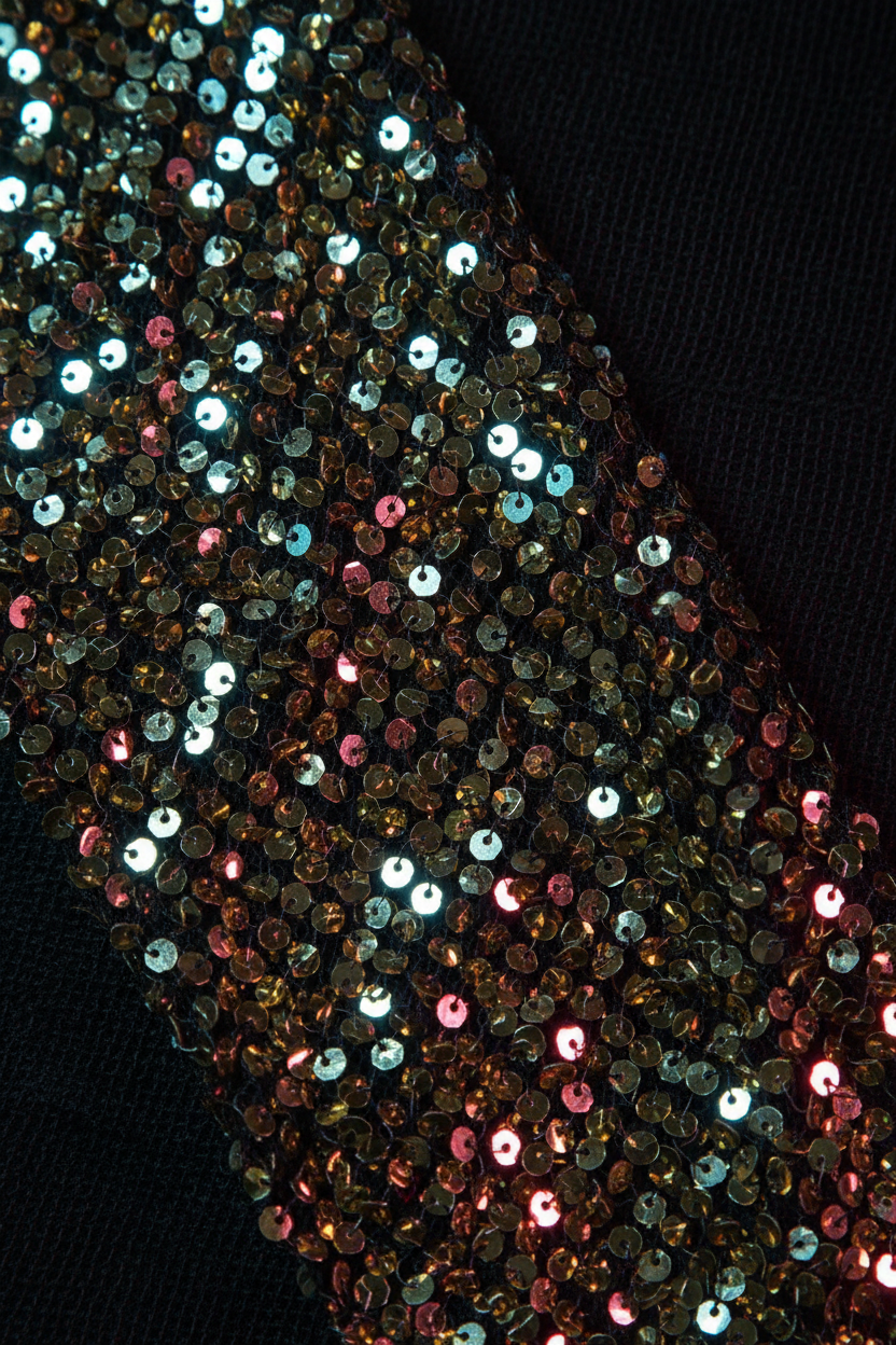 LVRX Gold Sequin Halter Fishnet Dress — Detail
