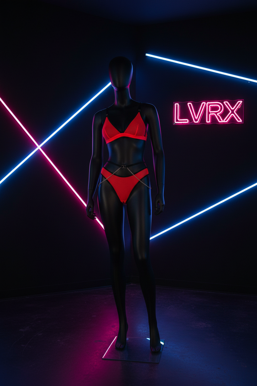 LVRX Mesh Chain Intimates — Red Mannequin
