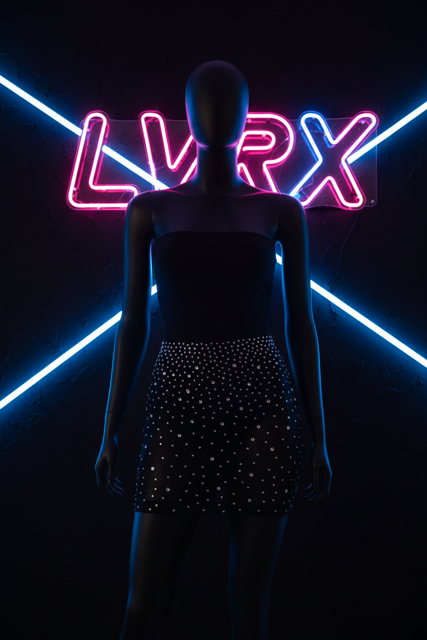 LVRX Rhinestone Fishnet Skirt — Mannequin Retry