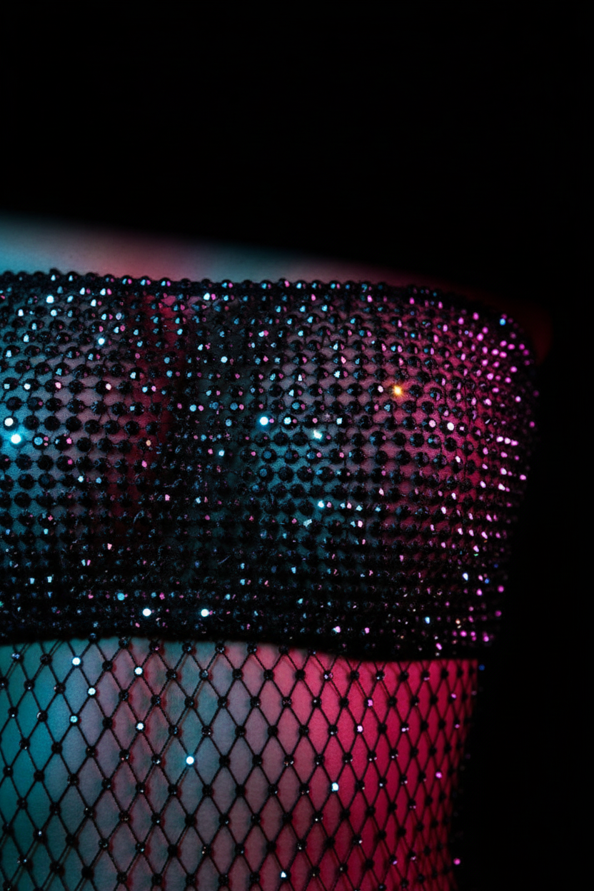LVRX Rhinestone Fishnet Tube Top — Detail