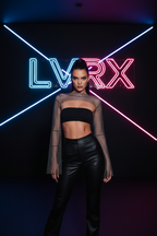 LVRX Rhinestone Grid Fishnet Blouse — Editorial Retry