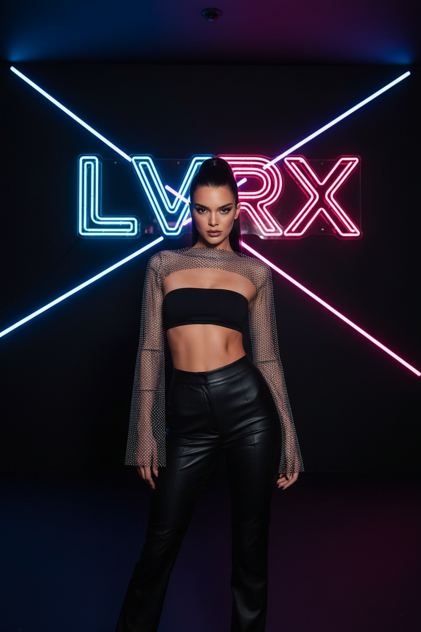 LVRX Rhinestone Grid Fishnet Blouse — Editorial Retry