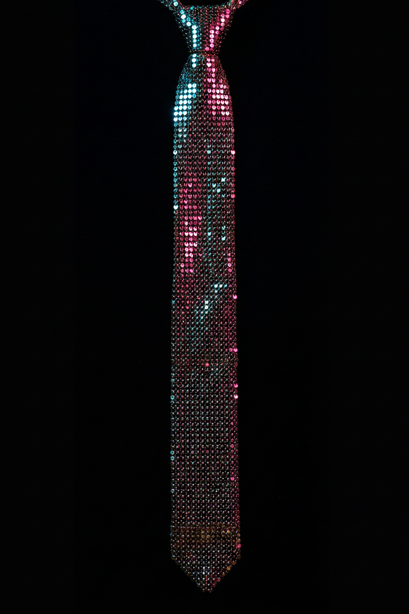 LVRX Sequin Arrow Tie — Gold Detail