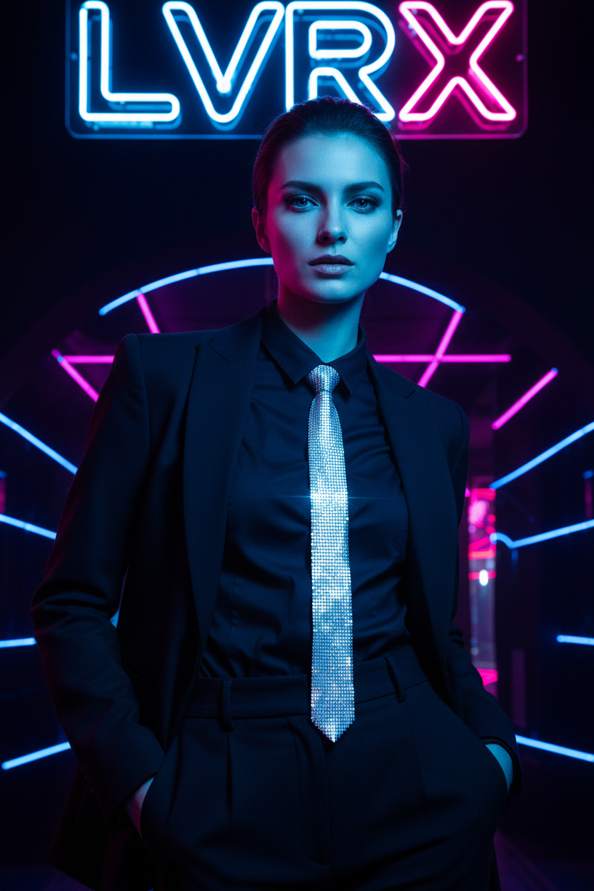 LVRX Sequin Arrow Tie — Silver