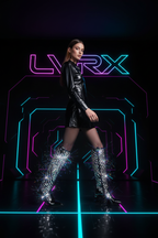 LVRX Sequin Pulse Heel Boots — Full Look