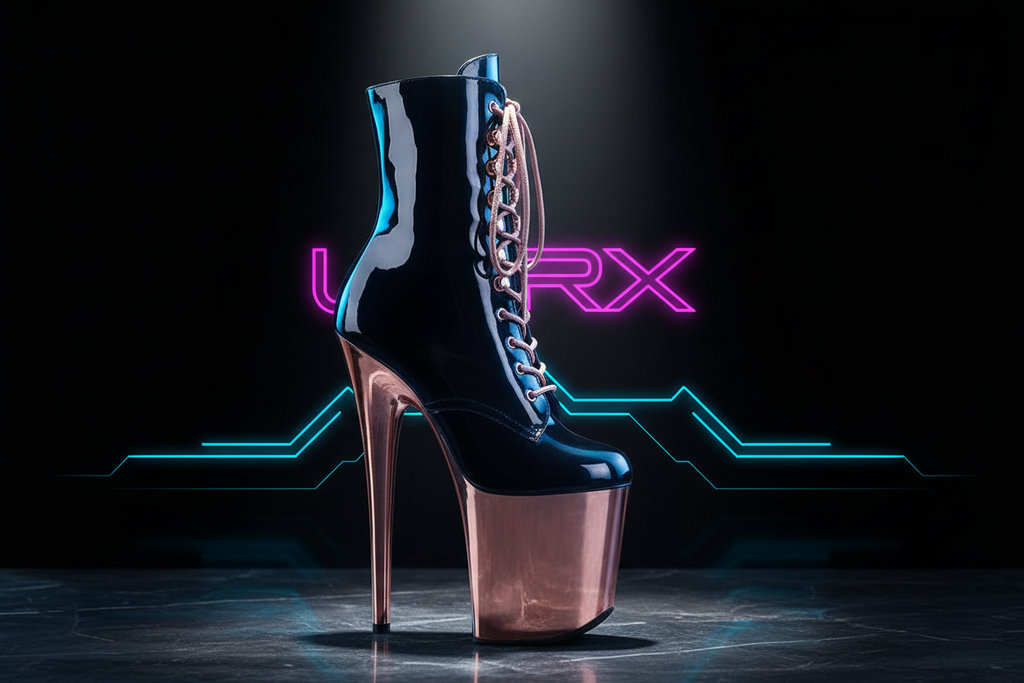 LVRX Stage Heel Boots — Black Gold Hero