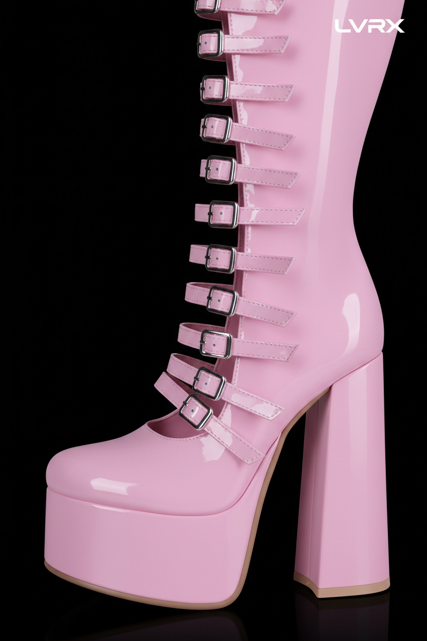 LVRX Strap Platform OTK Boots — Detail