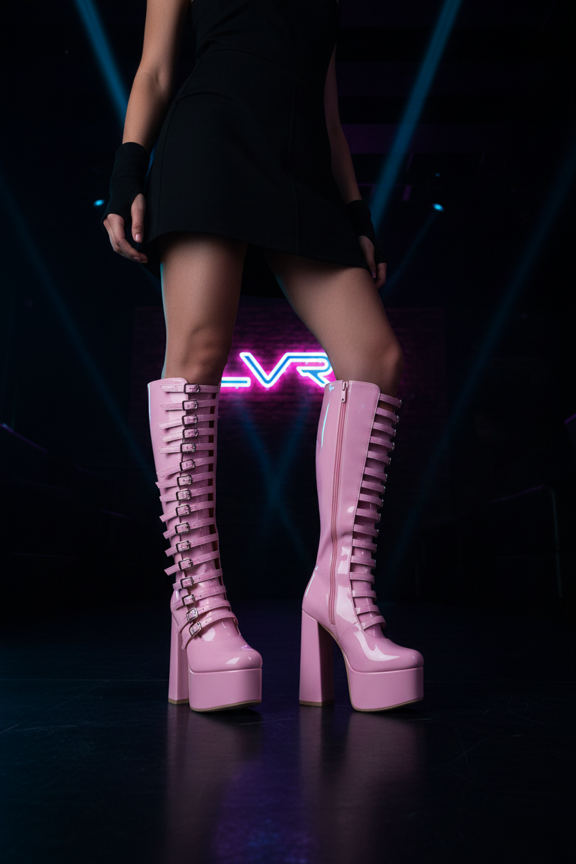 LVRX Strap Platform OTK Boots — Legs