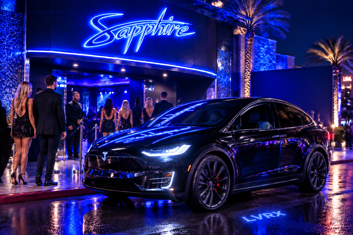 Tesla arrival at Sapphire with LVRX ground hologram